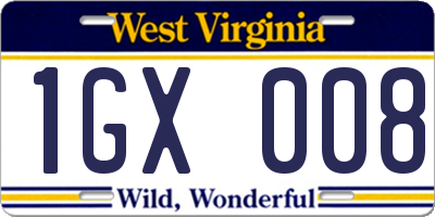WV license plate 1GX008