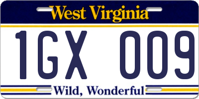 WV license plate 1GX009