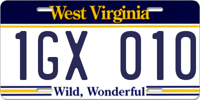 WV license plate 1GX010
