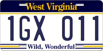 WV license plate 1GX011