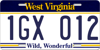 WV license plate 1GX012