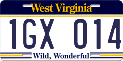 WV license plate 1GX014