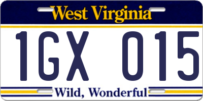 WV license plate 1GX015