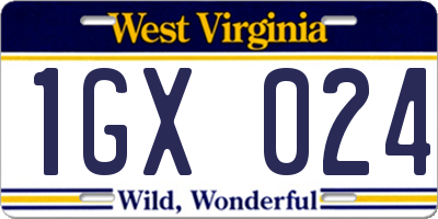 WV license plate 1GX024