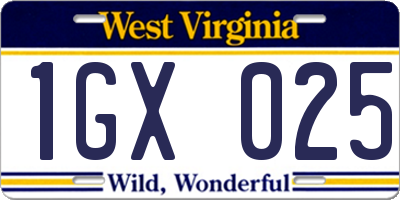WV license plate 1GX025