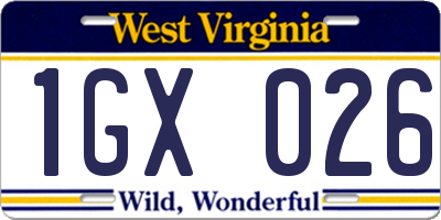 WV license plate 1GX026
