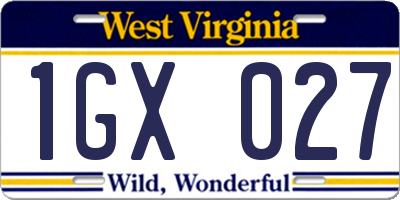 WV license plate 1GX027