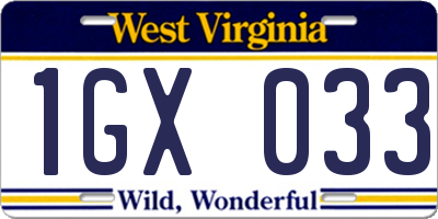 WV license plate 1GX033