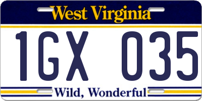 WV license plate 1GX035