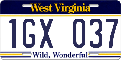 WV license plate 1GX037