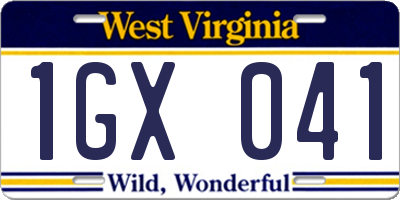 WV license plate 1GX041