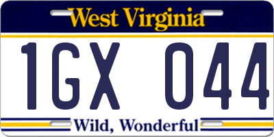WV license plate 1GX044