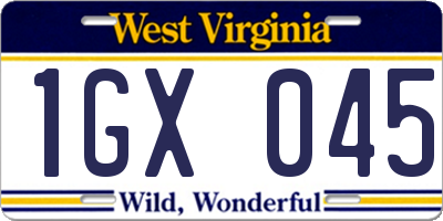 WV license plate 1GX045