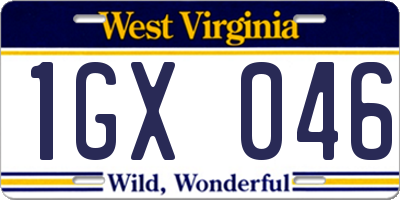 WV license plate 1GX046