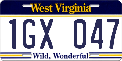 WV license plate 1GX047