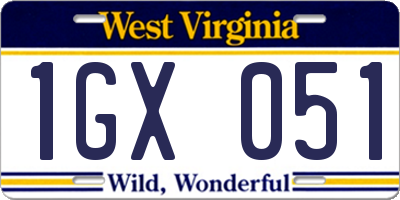 WV license plate 1GX051