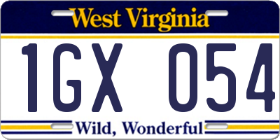 WV license plate 1GX054