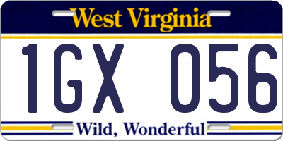 WV license plate 1GX056