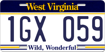 WV license plate 1GX059