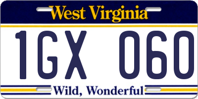 WV license plate 1GX060