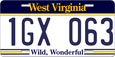 WV license plate 1GX063