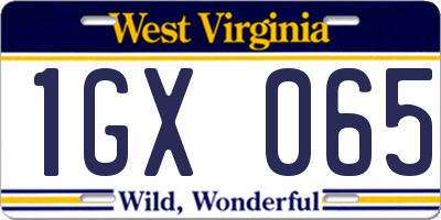 WV license plate 1GX065