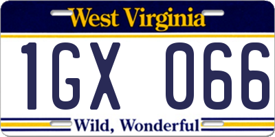 WV license plate 1GX066