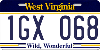 WV license plate 1GX068