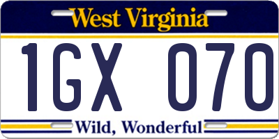 WV license plate 1GX070