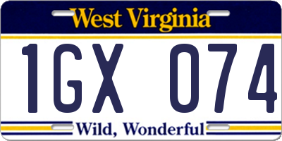 WV license plate 1GX074