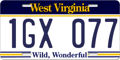 WV license plate 1GX077