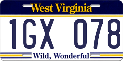 WV license plate 1GX078