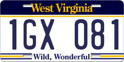 WV license plate 1GX081