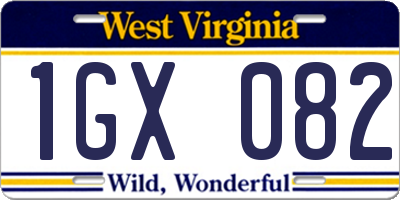 WV license plate 1GX082