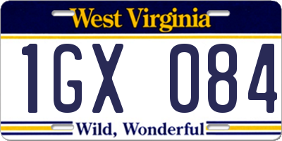 WV license plate 1GX084