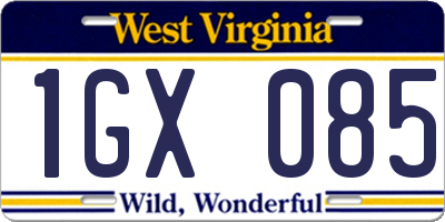 WV license plate 1GX085