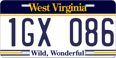 WV license plate 1GX086