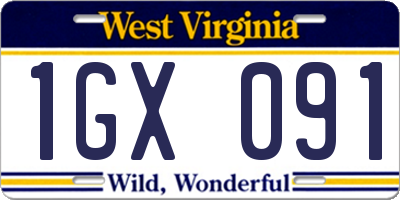 WV license plate 1GX091