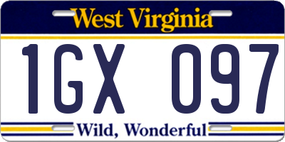 WV license plate 1GX097