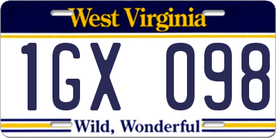 WV license plate 1GX098