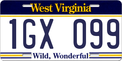 WV license plate 1GX099
