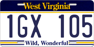 WV license plate 1GX105