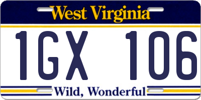 WV license plate 1GX106