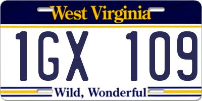 WV license plate 1GX109