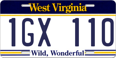 WV license plate 1GX110