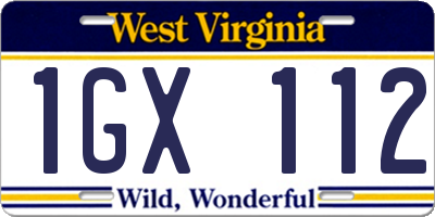 WV license plate 1GX112