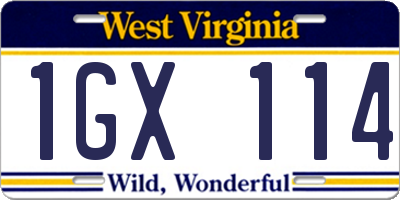 WV license plate 1GX114