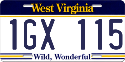 WV license plate 1GX115