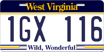 WV license plate 1GX116