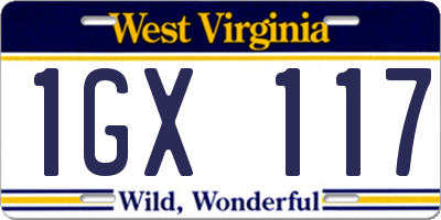 WV license plate 1GX117
